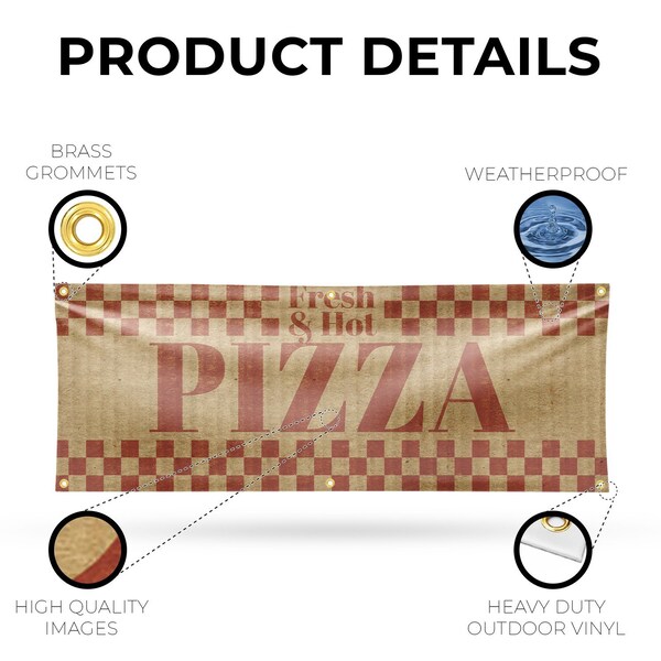 Signmission Fresh & Hot Pizza, 24 Inch x 72 Inch, Vinyl Banner - B-72-30651