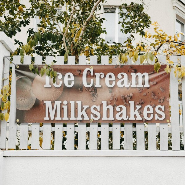 Signmission Ice Cream Milkshakes, 24 Inch x 72 Inch, Vinyl Banner - B-72-30703