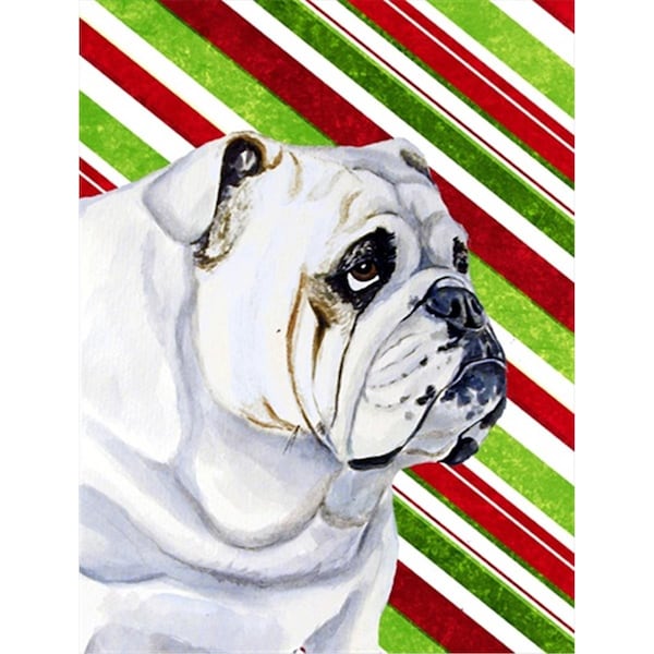 Patioplus 11 x 15 in. Bulldog English Candy Cane Holiday Christmas Garden Size Flag - PA714082