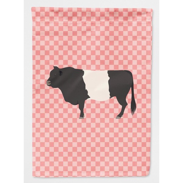 Carolines Treasures Belted Galloway Cow Pink Check Garden Flag - BB7831GF