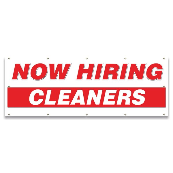 Signmission Now Hiring Cleaners Banner Apply Inside Accepting Application Single Sided - B-120-30217