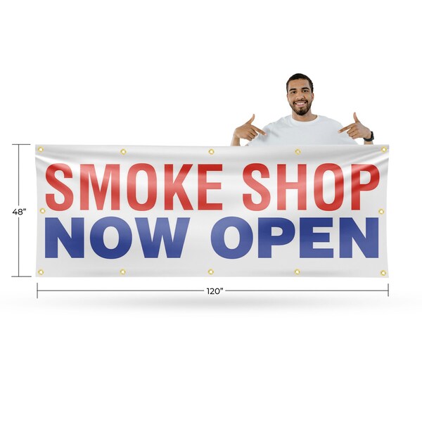 Signmission Smoke Shop Now Open, 48 Inch x 120 Inch, Vinyl Banner - B-120-30857