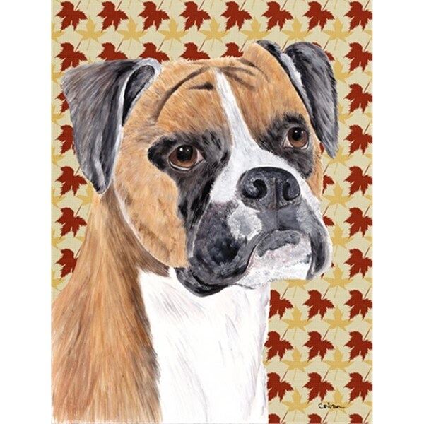 Patioplus 15 x 15 In. Boxer Fall Leaves Portrait Flag; Garden Size - PA251995