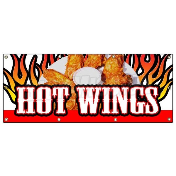 Signmission HOT WINGS BANNER SIGN buffalo spicy chicken crispy sauce hotsauce - B-96 HOT WINGS