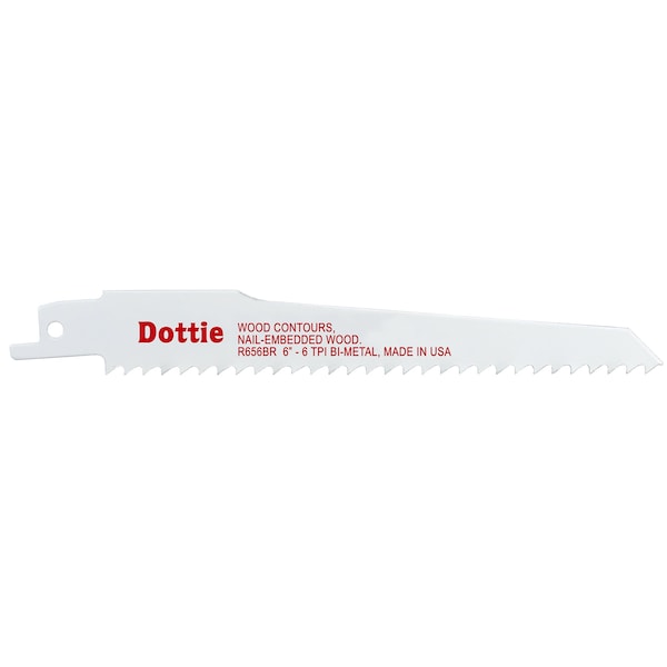 Dottie 6" L x Wood Contours & Nail-Embedded Wood Cutting Reciprocating Saw Blade - R656BR
