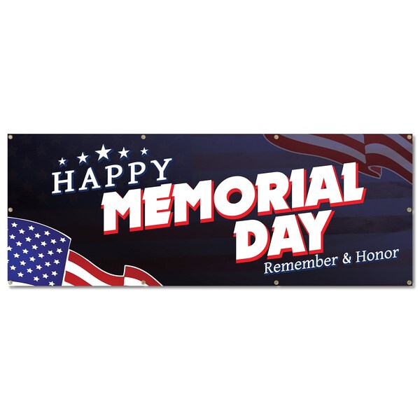 Signmission Happy Memorial Day, 36 Inch, Banner - B-96-30391