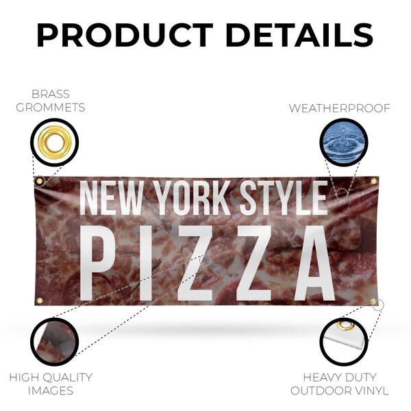 Signmission New York Pizza, 18 Inch x 48 Inch, Vinyl Banner - B-30753
