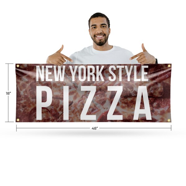 Signmission New York Pizza, 18 Inch x 48 Inch, Vinyl Banner - B-30753