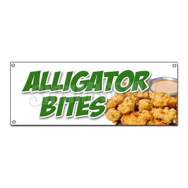 Signmission Alligator Bites Banner Heavy Duty 13 Oz Vinyl with Grommets - B-ALLIGATOR BITES