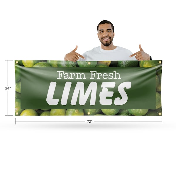 Signmission Farm Fresh Limes, 24 Inch x 72 Inch, Vinyl Banner - B-72-30601