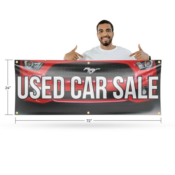 Signmission Used Car Sale, 24 Inch x 72 Inch, Vinyl Banner - B-72-30901
