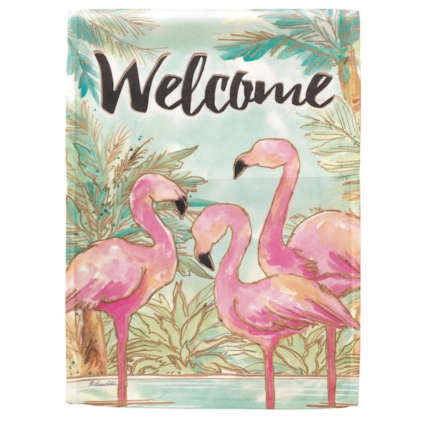 Magnolia Gardens 13 x 18 in. Welcome Flamingo Print Flag Garden Flag - M080150