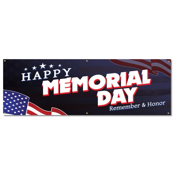 Signmission Happy Memorial Day, 24 Inch, Banner - B-72-30391
