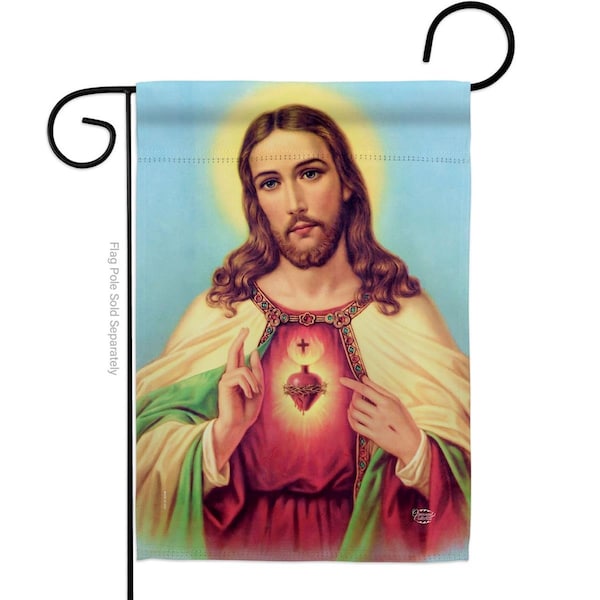 Cuadrilatero Sacred Heart Jesus Religious Faith Double-Sided Decorative Garden Flag, Multi Color - CU2672790