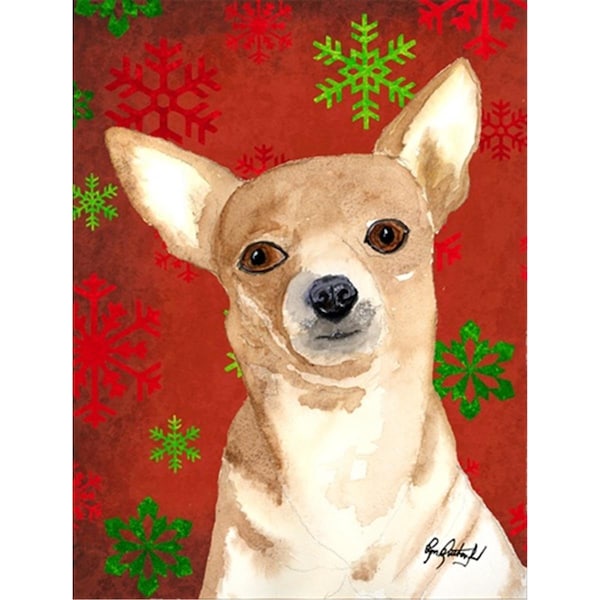 Carolines Treasures Red Snowflake Chihuahua Christmas Flag Canvas House Size - RDR3012CHF