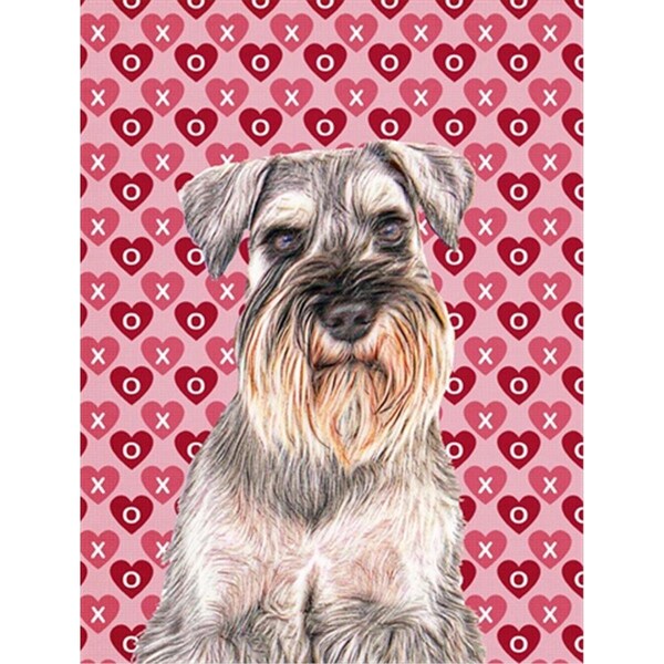 Carolines Treasures Hearts Love and Valentines Day Schnauzer Flag Canvas House Size - KJ1193CHF
