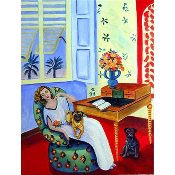 Carolines Treasures 28 x 40 in. Lady with her Pug House Size Canvas Flag - 7166CHF