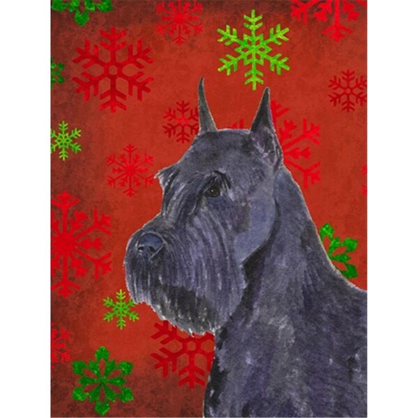 Patioplus Schnauzer Red And Green Snowflakes Holiday Christmas Flag - Garden Size - PA246464