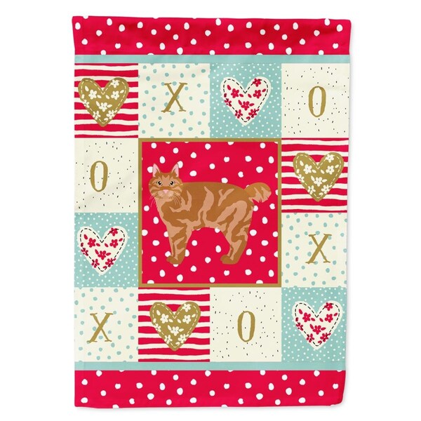Carolines Treasures 28 x 0.01 x 40 in. Kurilian Bobtail Cat Love Canvas House Flag - CK5634CHF