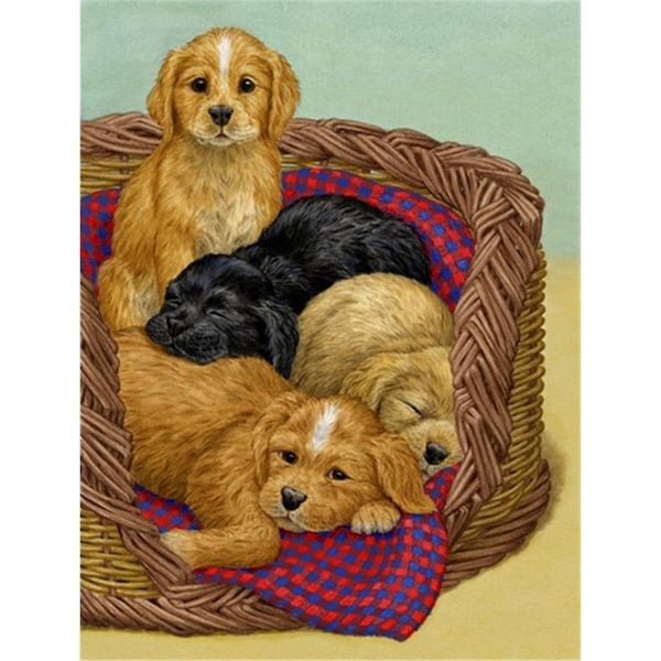 Carolines Treasures Puppies Flag Canvas House Size - ASA2155CHF
