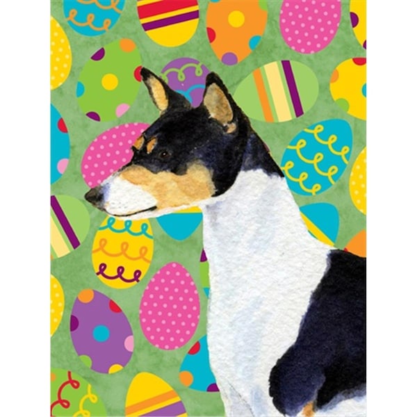 Carolines Treasures 28 x 40 In. Basenji Easter Eggstravaganza Flag Canvas- House Size - SS4859CHF