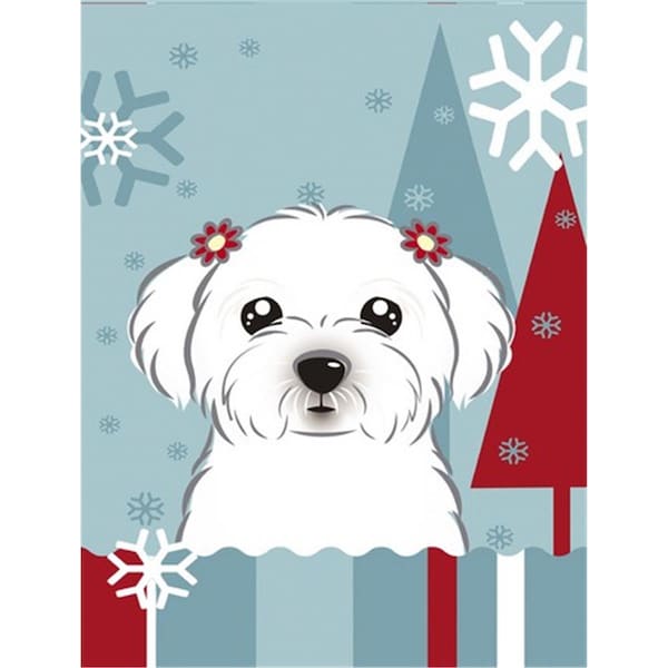 Carolines Treasures Winter Holiday Maltese Flag Canvas House Size - BB1704CHF