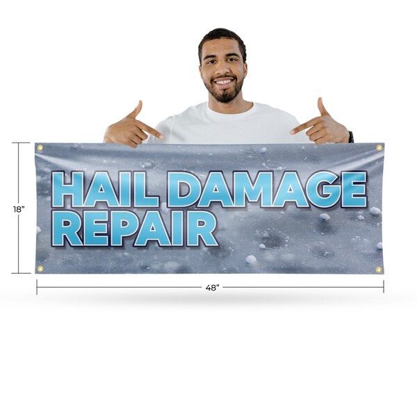 Signmission Hail Damage Repair, 18 Inch x 48 Inch, Vinyl Banner - B-30687