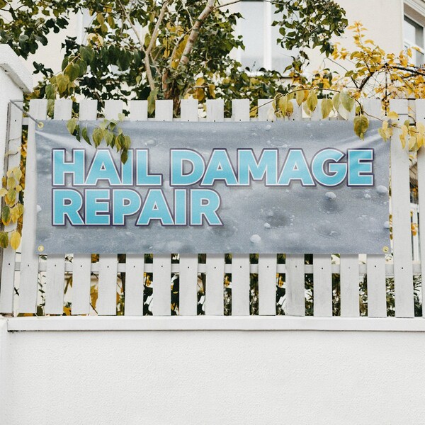 Signmission Hail Damage Repair, 18 Inch x 48 Inch, Vinyl Banner - B-30687