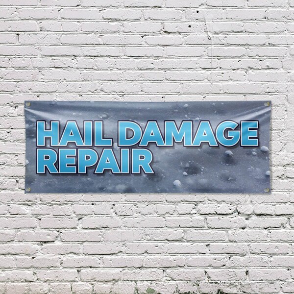 Signmission Hail Damage Repair, 18 Inch x 48 Inch, Vinyl Banner - B-30687