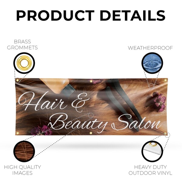 Signmission Hair & Beauty Salon, 24 Inch x 72 Inch, Vinyl Banner - B-72-30688