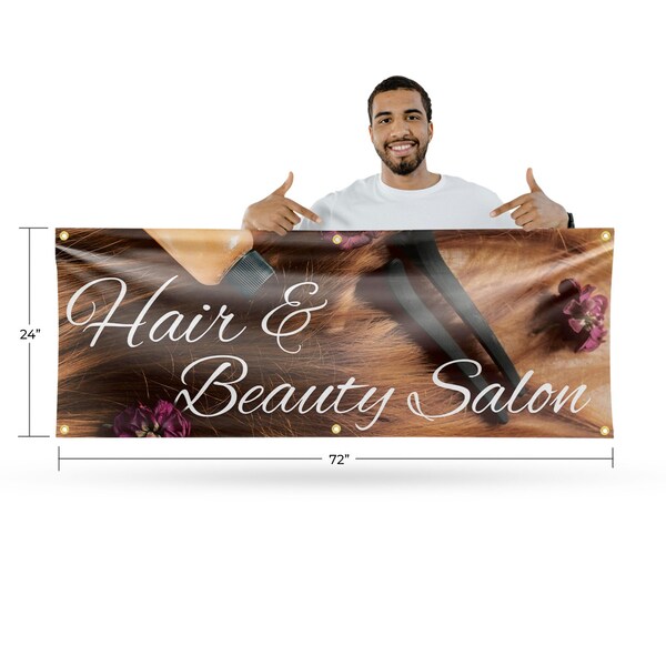 Signmission Hair & Beauty Salon, 24 Inch x 72 Inch, Vinyl Banner - B-72-30688