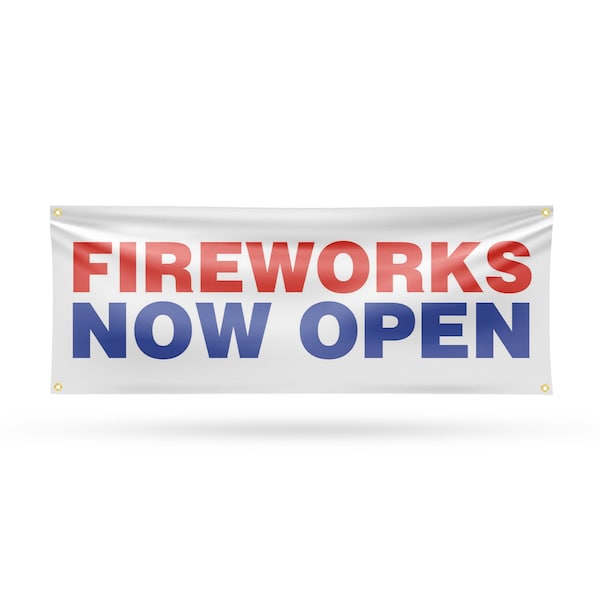 Signmission Fireworks Now Open, 18 Inch x 48 Inch, Vinyl Banner - B-30630