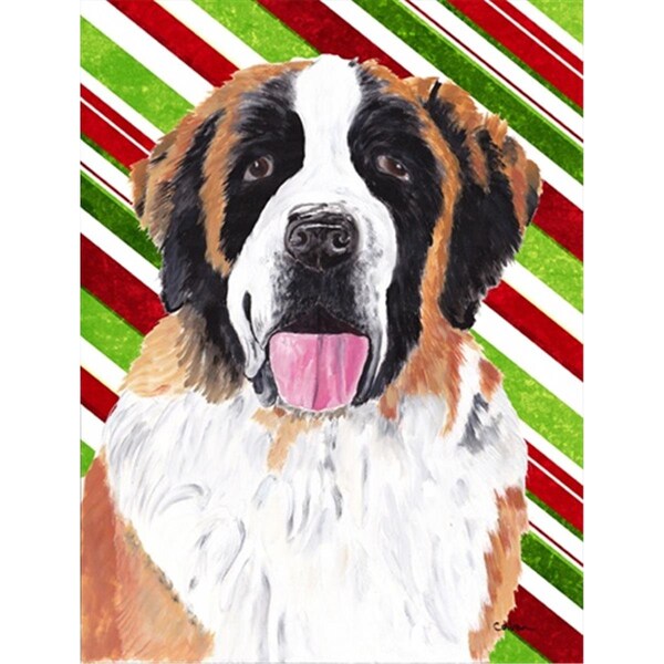 Patioplus Saint Bernard Candy Cane Holiday Christmas Flag - Garden Size; 11 x 15 in. - PA246092
