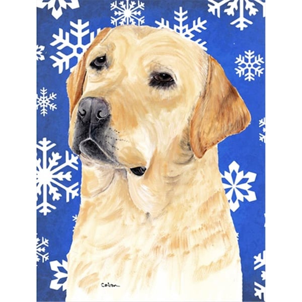 Patioplus 28 x 40 in. Labrador Winter Snowflakes Holiday House Size Canvas Flag - PA2554570