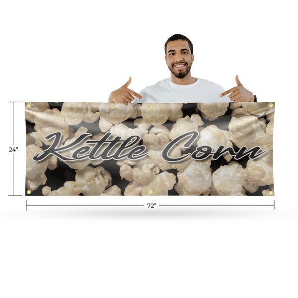 Signmission Kettle Corn, 24 Inch x 72 Inch, Vinyl Banner - B-72-30717