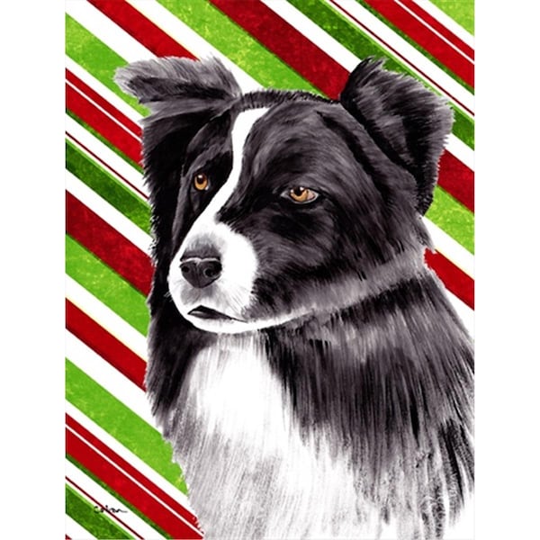 Patioplus Border Collie Candy Cane Holiday Christmas Flag - Garden Size, 11 x 15 in. - PA244417