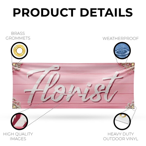 Signmission Florist, 18 Inch x 48 Inch, Vinyl Banner - B-30637