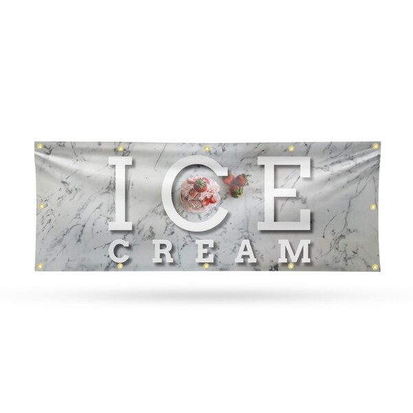 Signmission Ice Cream, 48 Inch x 120 Inch, Vinyl Banner - B-120-30702