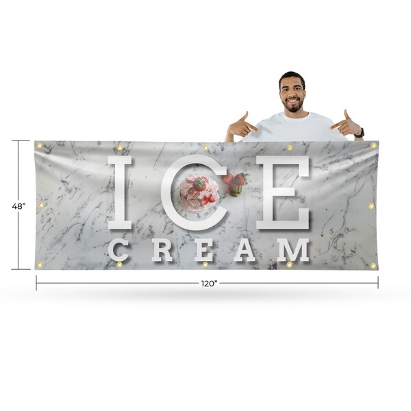 Signmission Ice Cream, 48 Inch x 120 Inch, Vinyl Banner - B-120-30702