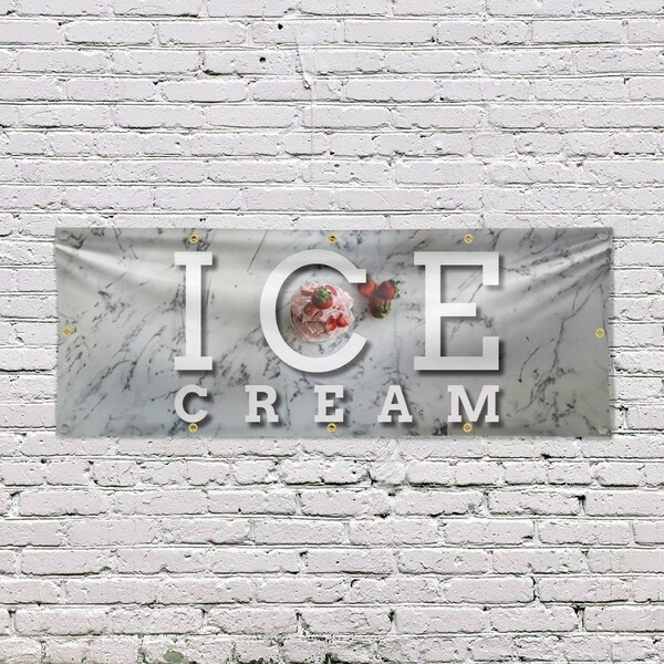 Signmission Ice Cream, 48 Inch x 120 Inch, Vinyl Banner - B-120-30702