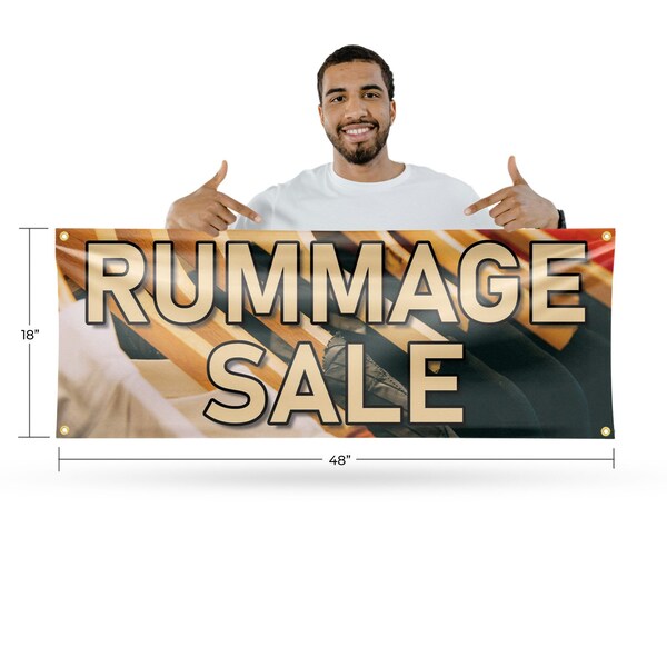 Signmission Rummage Sale, 18 Inch x 48 Inch, Vinyl Banner - B-30840