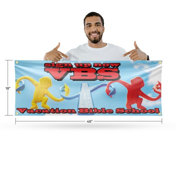 Signmission VBS Sign Up Now, 18 Inch x 48 Inch, Vinyl Banner - B-30910
