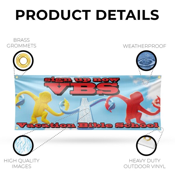 Signmission VBS Sign Up Now, 18 Inch x 48 Inch, Vinyl Banner - B-30910