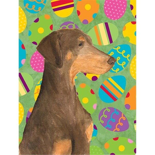 Carolines Treasures 28 x 40 in. Doberman Easter Eggtravaganza House Size Canvas Flag - SS4824CHF