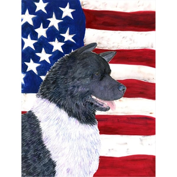 Carolines Treasures 28 x 40 in. USA American Flag with Akita House Size Canvas Flag - SS4005CHF
