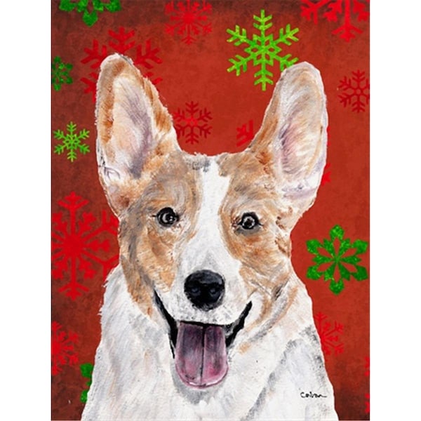 Patioplus Cardigan Corgi Red Snowflakes Holiday Flag Garden Size - PA253281
