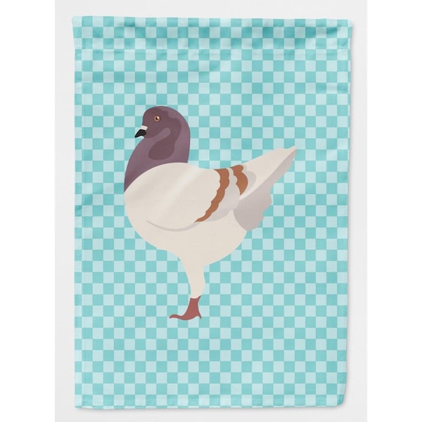 Carolines Treasures German Modena Pigeon Blue Check Canvas House Flag - BB8123CHF