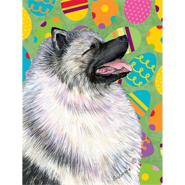 Carolines Treasures 28 x 40 in. Keeshond Easter Eggtravaganza House Size Canvas Flag - SS4833CHF