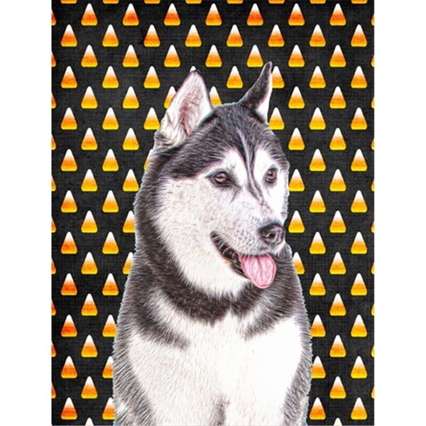 Carolines Treasures Candy Corn Halloween Alaskan Malamute Flag Canvas House Size - KJ1210CHF