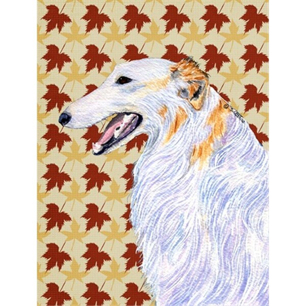 Patioplus 15 x 15 in. Borzoi Fall Leaves Portrait Flag Garden Size - PA247610